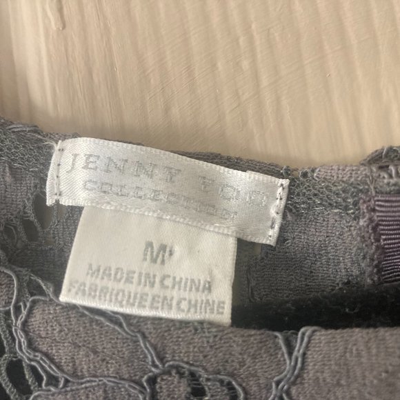 BHLDN Jenny Yoo Cleo Lace Crop Top in Dark Charcoal Smoke Grey Gray - Medium - Picture 3 of 6